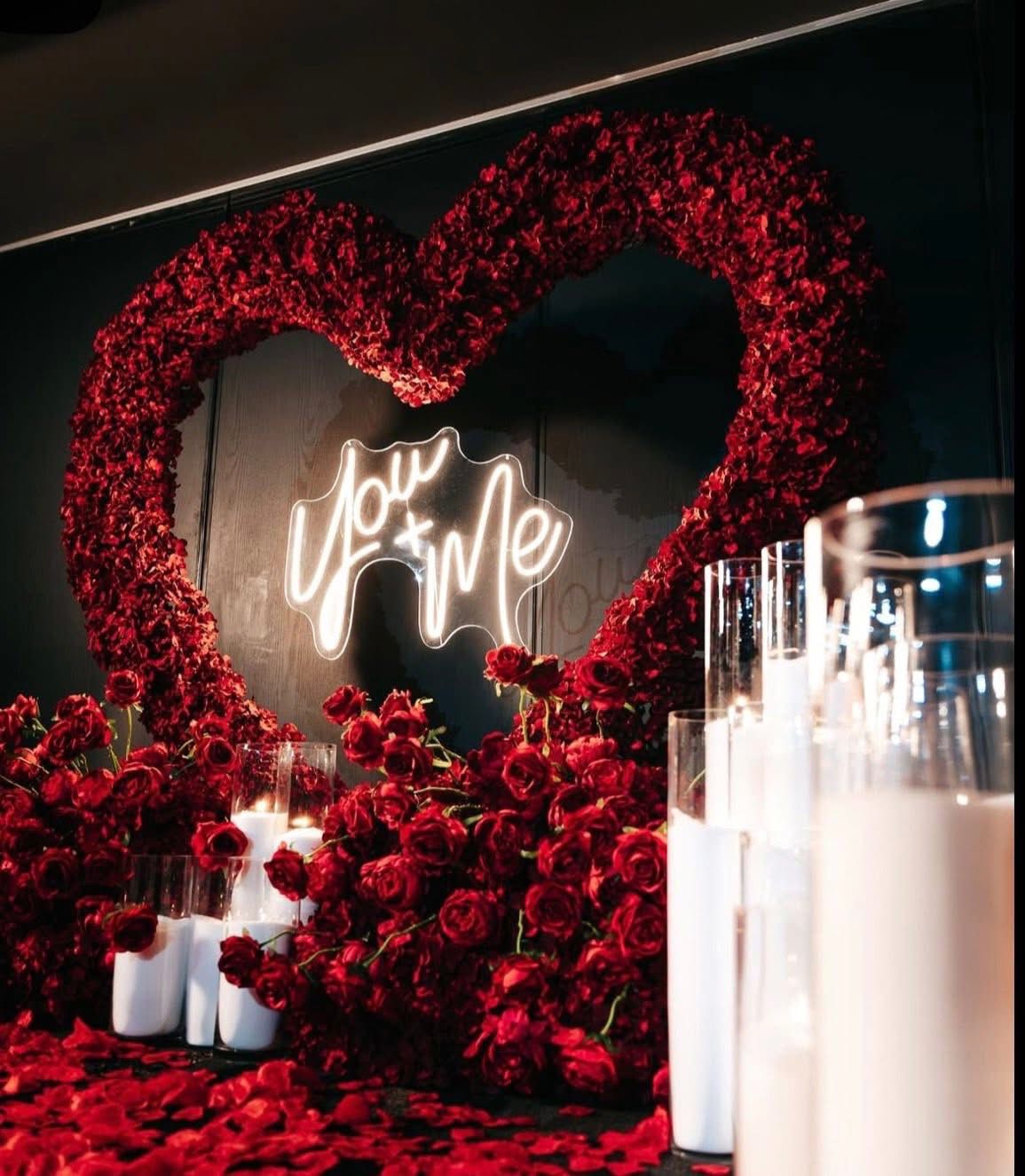 Milestone birthday heart arch setup